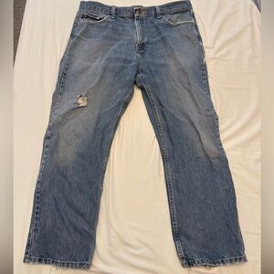 Wrangler Relaxed Fit Distressed Blue Jeans